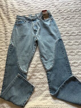 Levi's Two-Tone Patchwork Jeans - Light Blue & Medium Blue